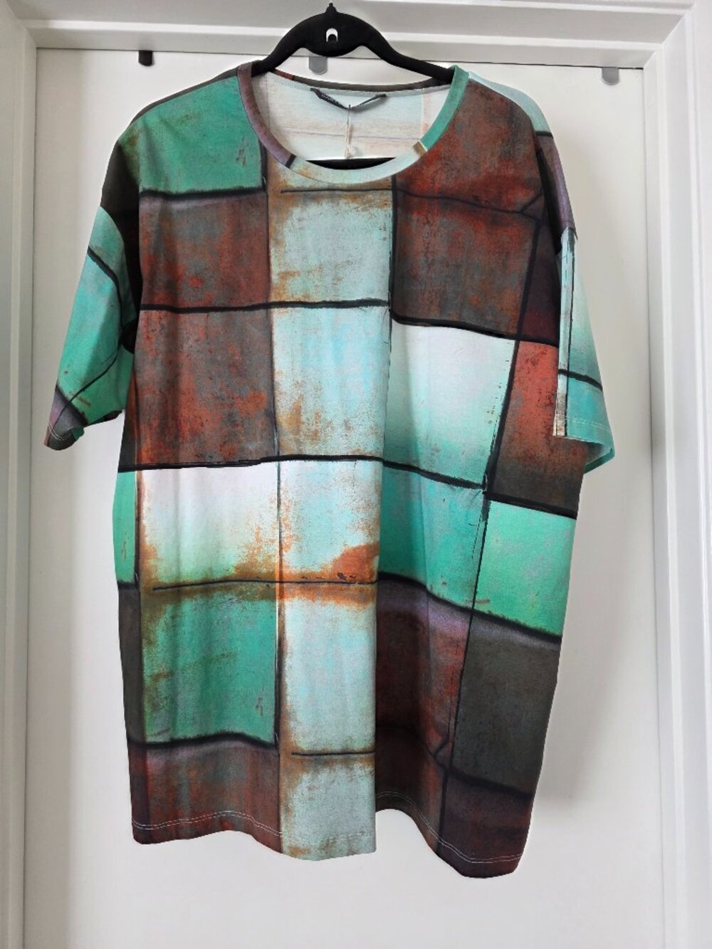 NEW Gary Graham 422 Oversized Tee T-Shirt Short Sleeve Abstract Women's Size M